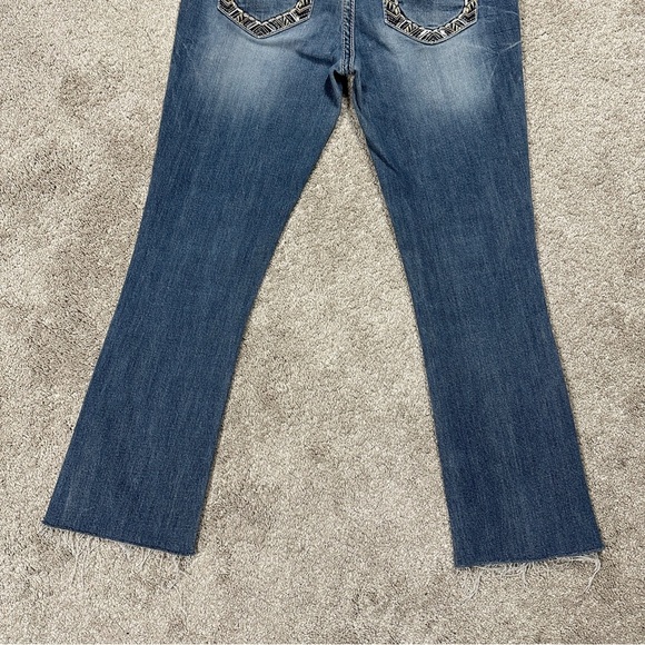 Miss Me Chloe Slim Boot Cut Jeans Mid Rise Border Stitch Flap Pockets Blue 27 - Picture 7 of 16